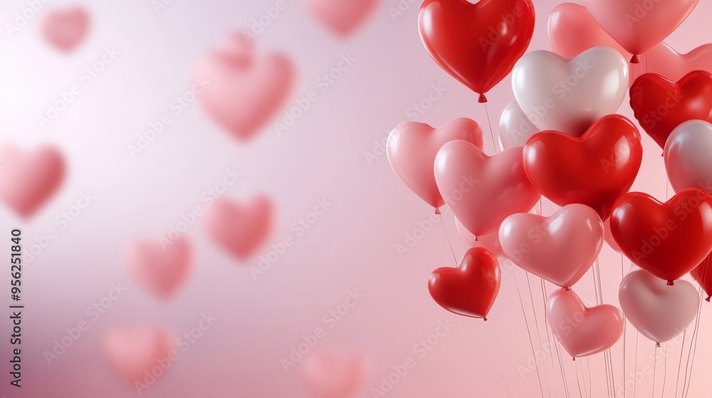 Valentine's Day Heart Balloons on Pink Background Valentine's Day Heart Balloons on Pink Background