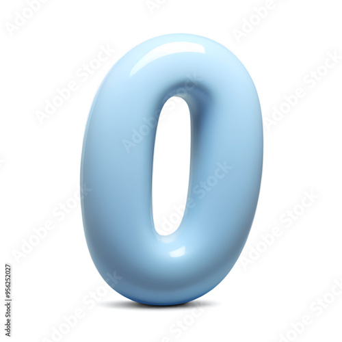 Blue pastel number 0 isolated on transparent background. png