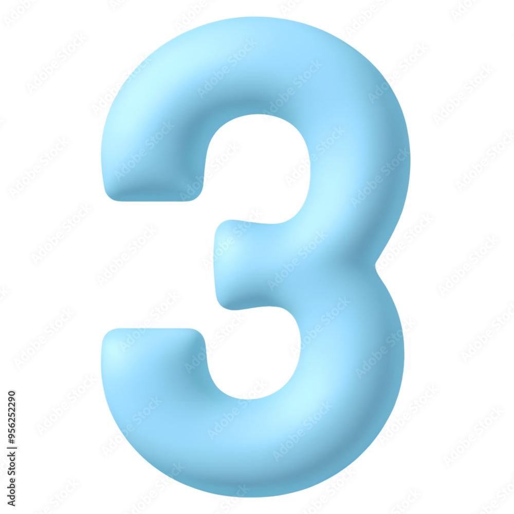 Blue pastel number 3 isolated on transparent background. png Blue pastel number 3 isolated on transparent background. png