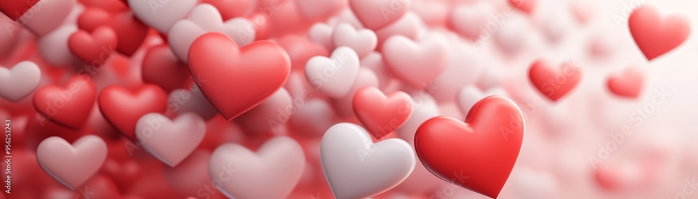 Red and White 3D Hearts Background Valentine's Day Love Red and White 3D Hearts Background Valentine's Day Love