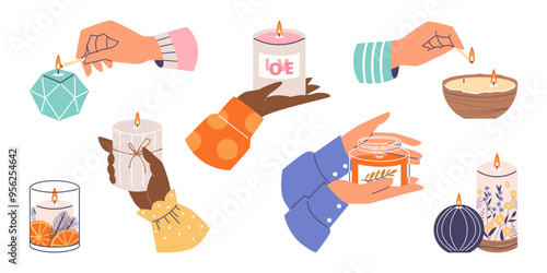 Decorative, scented wax candles for a relaxing home environment.