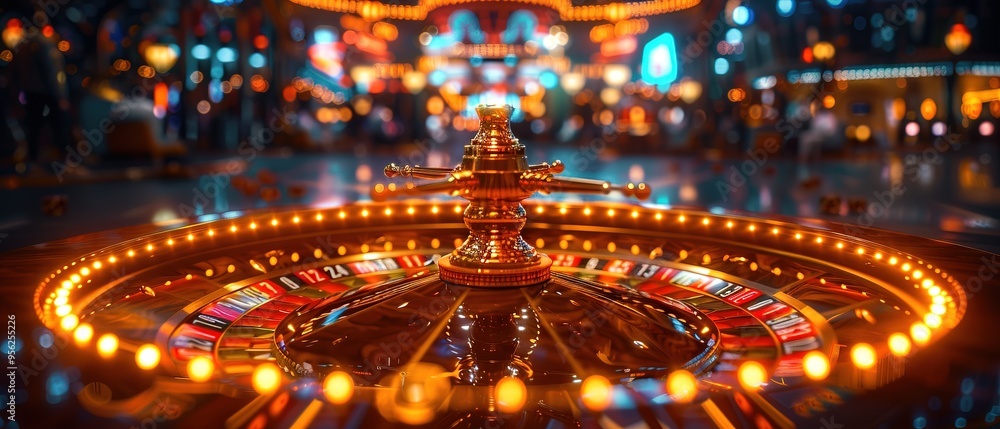 Roulette wheel casino on light illumination Roulette wheel casino on light illumination