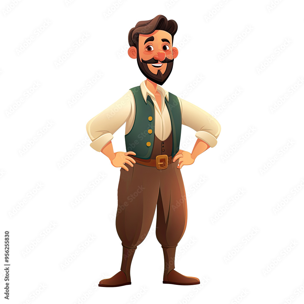 An illustration of a male teacher smiling, standing with his hands on his hips An illustration of a male teacher smiling, standing with his hands on his hips