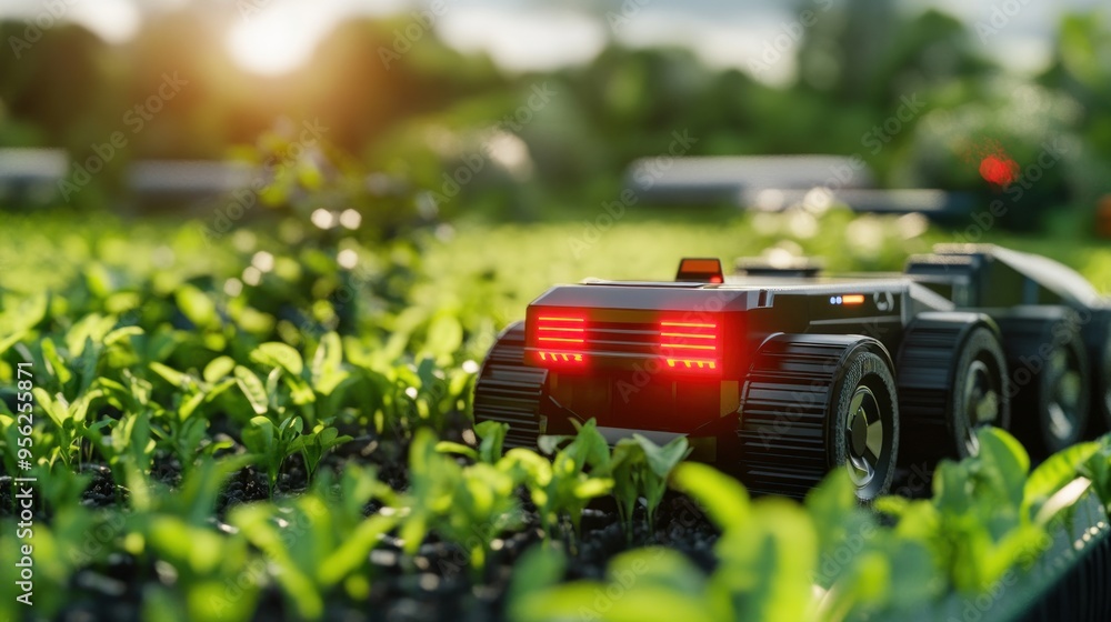Futuristic Vehicle in Lush Green Field Futuristic Vehicle in Lush Green Field