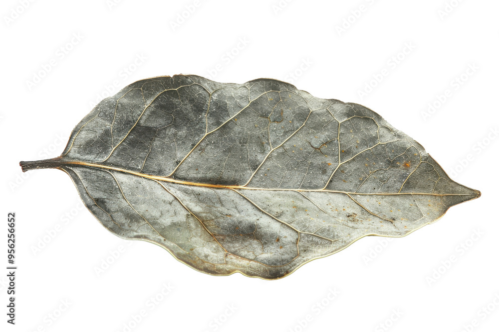 A detailed close-up of a dried bay leaf showcasing its unique texture and muted colors, perfect for culinary and botanical themes. A detailed close-up of a dried bay leaf showcasing its unique texture and muted colors, perfect for culinary and botanical themes.