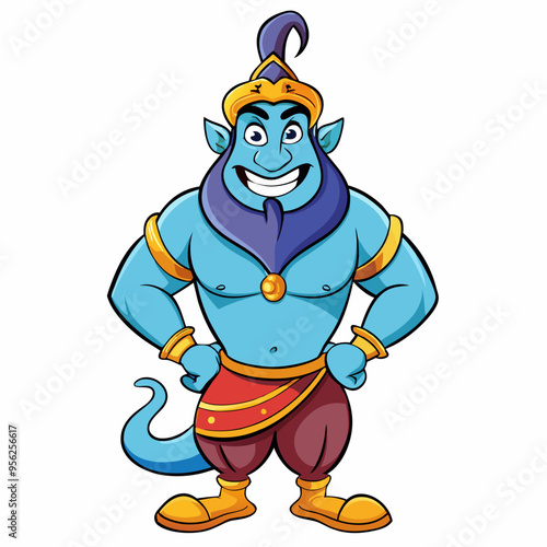 genie magic cartoon vector illustration