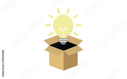 New idea box bulb creativity concept. business startup idea. high quality. illustration graphic vector design