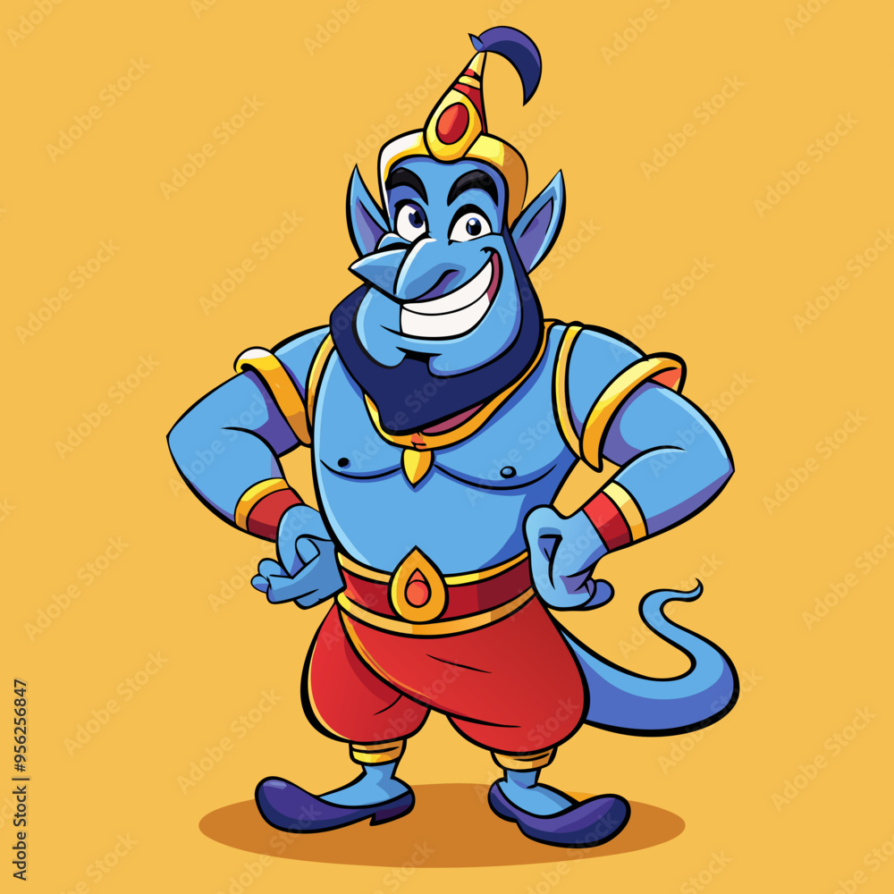 Obraz premium genie magic cartoon vector illustration