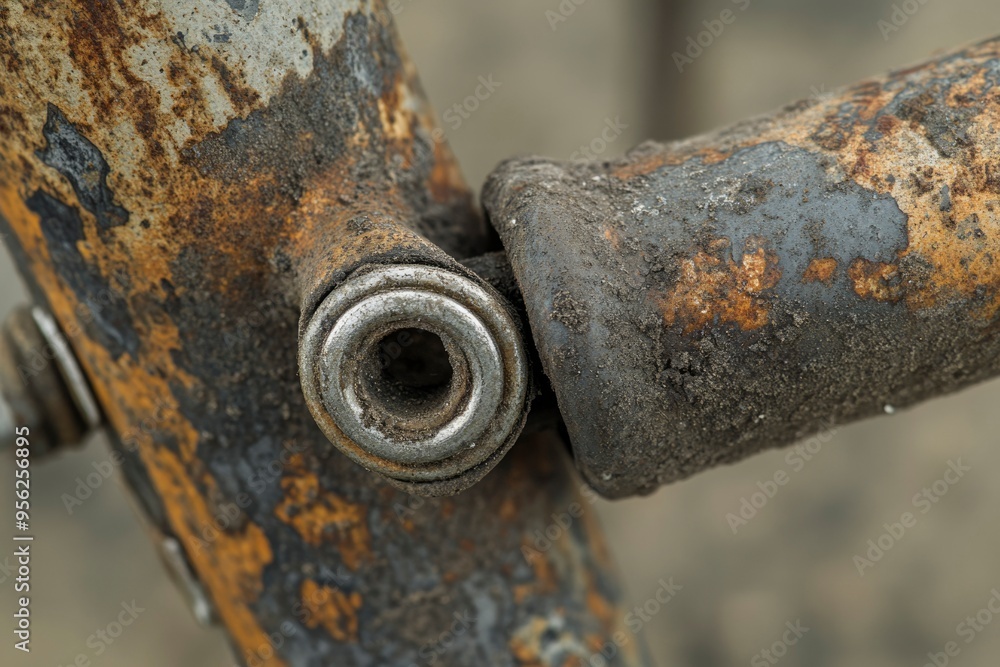 Close-Up of Rusted Metal Joint with Circular Detail Close-Up of Rusted Metal Joint with Circular Detail