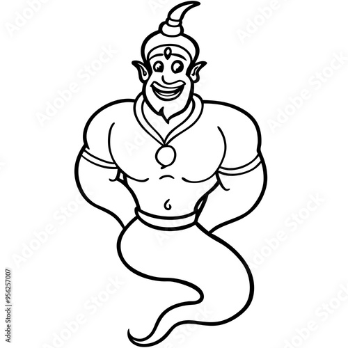 genie magic cartoon vector illustration