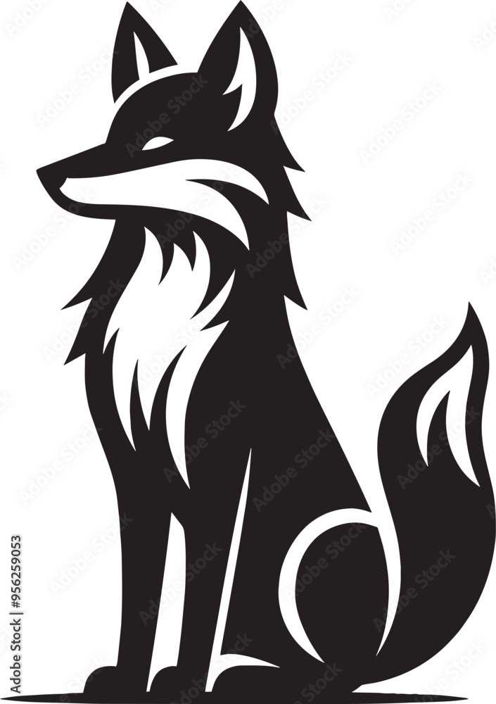 Obraz premium Fox animal Silhouette isolated on white background Minimalist fox vector illustration