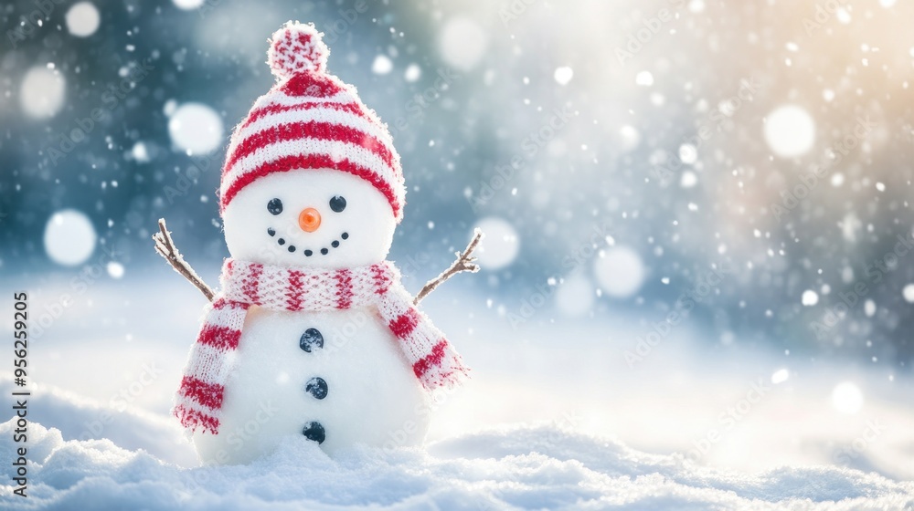 Obraz premium Smiling Snowman in a Winter Wonderland