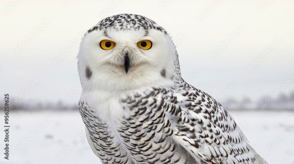 Obraz premium Snowy owl bundle (portrait, flying, standing) isolated on white PNG
