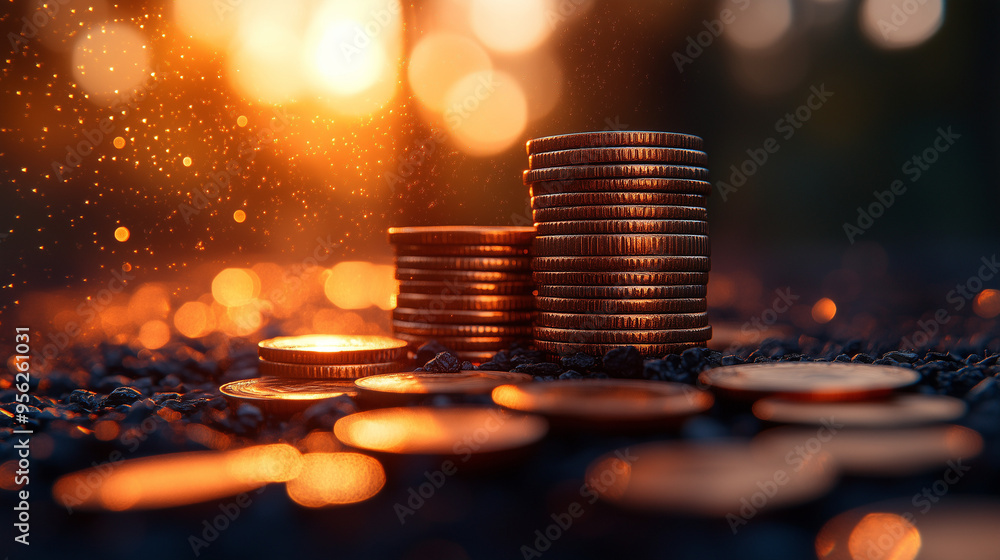 stack of coins Financial, Business Success Concept.