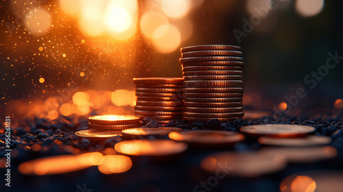 Obraz na płótnie stack of coins Financial, Business Success Concept. w salonie