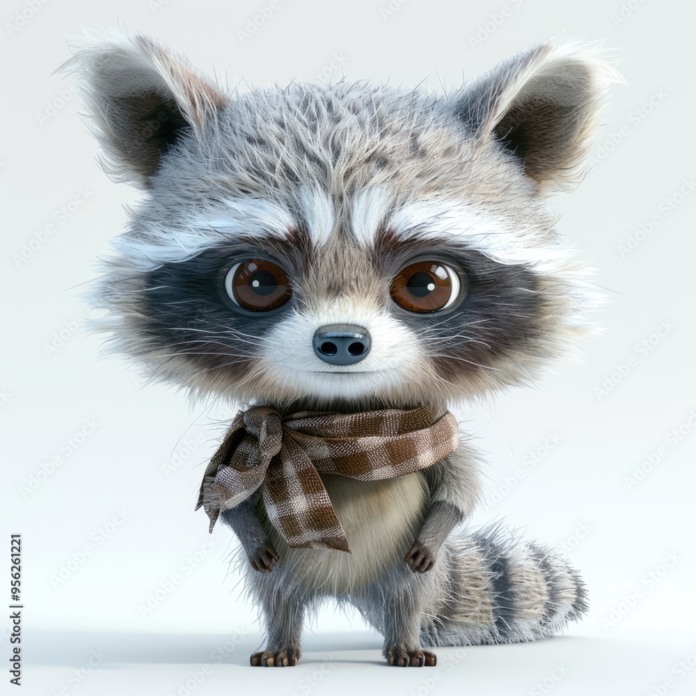 A cute cartoon raccoon wearing a bow, illustrated with a white background, ideal for a children's book drawing or a fun and pretty animal card. A cute cartoon raccoon wearing a bow, illustrated with a white background, ideal for a children's book drawing or a fun and pretty animal card.