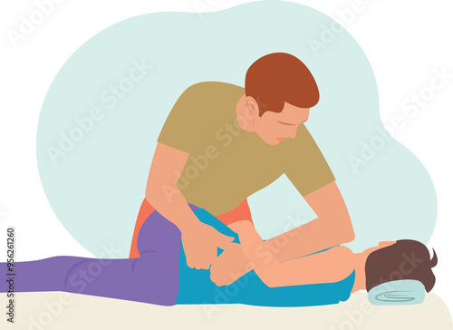 man massaging a customer, spa salon massage therapist 