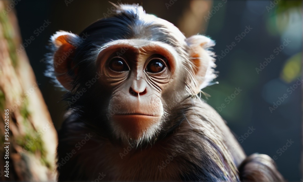 Young Monkey Close-up in Natural Light Young Monkey Close-up in Natural Light