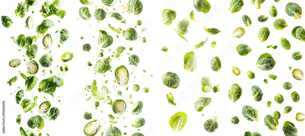 Isolated savoy cabbage falling onto a white background; depth of field: full Isolated savoy cabbage falling onto a white background; depth of field: full