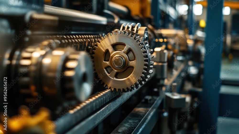 Close Up of a Gear System in a Factory Close Up of a Gear System in a Factory