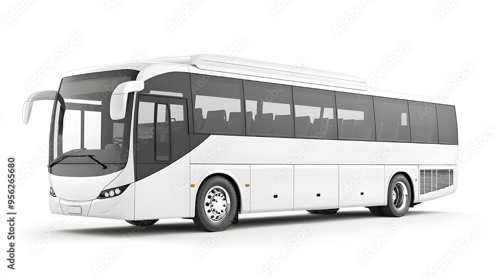 White luxury bus isolated on white background, detailed photo, png. White luxury bus isolated on white background, detailed photo, png.