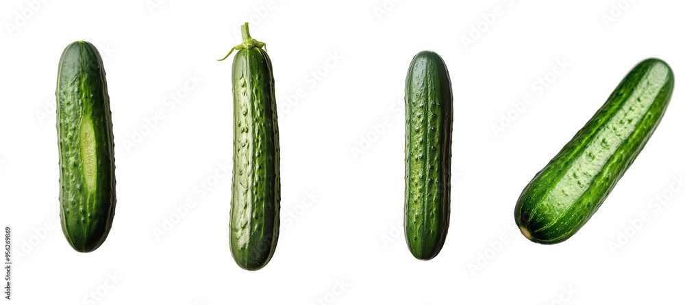 Cucumber falling on white background, full depth of field Cucumber falling on white background, full depth of field