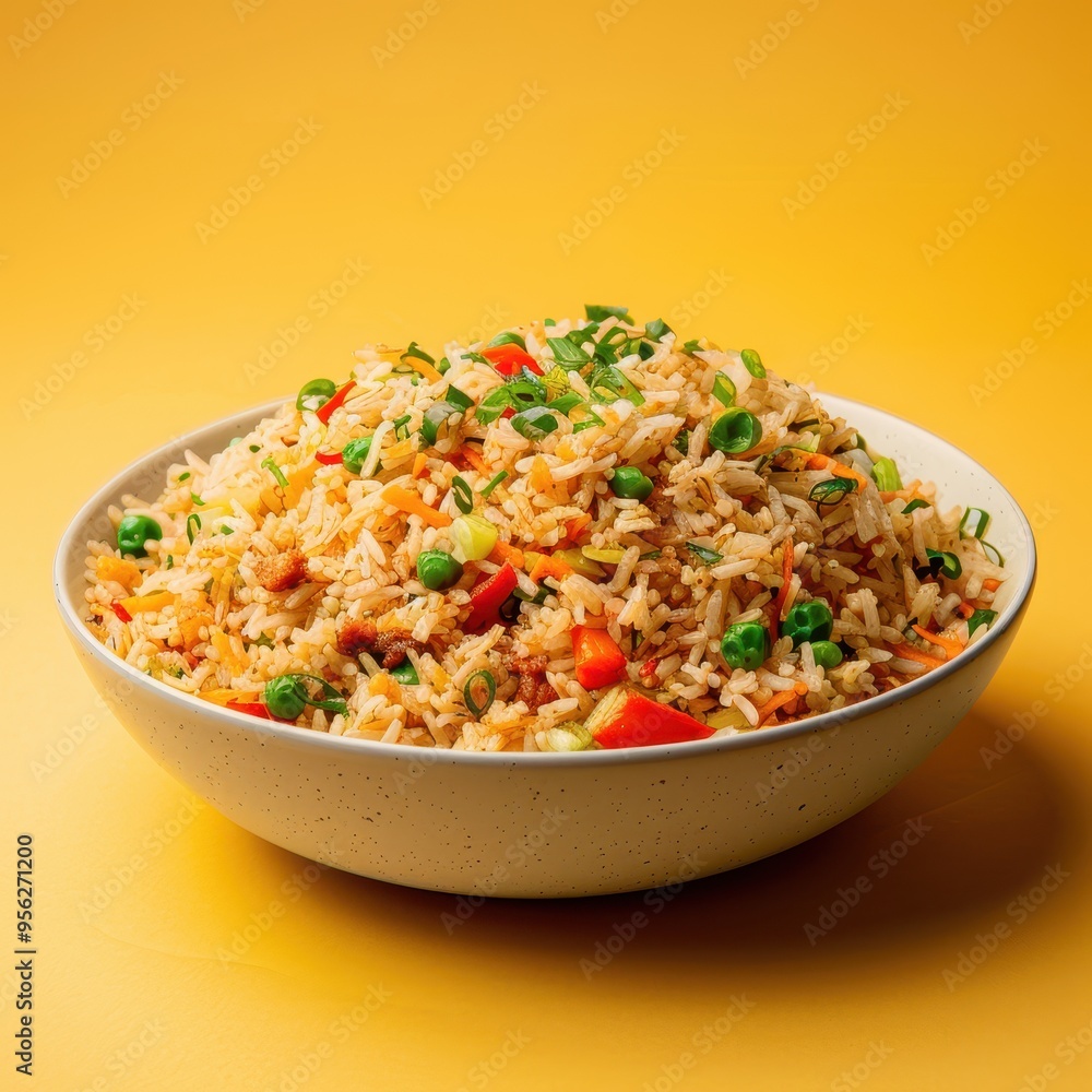 Bowl of Fried Rice with Vegetables and Green Onions Bowl of Fried Rice with Vegetables and Green Onions