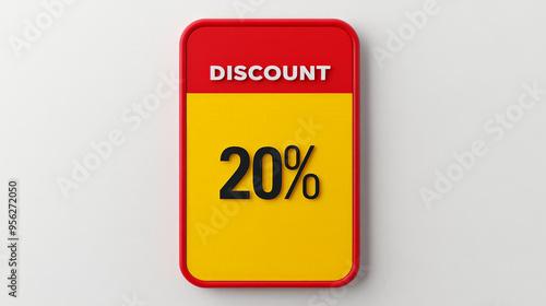 20 Percent Discount Sign with Red and Yellow Color Block Design photo