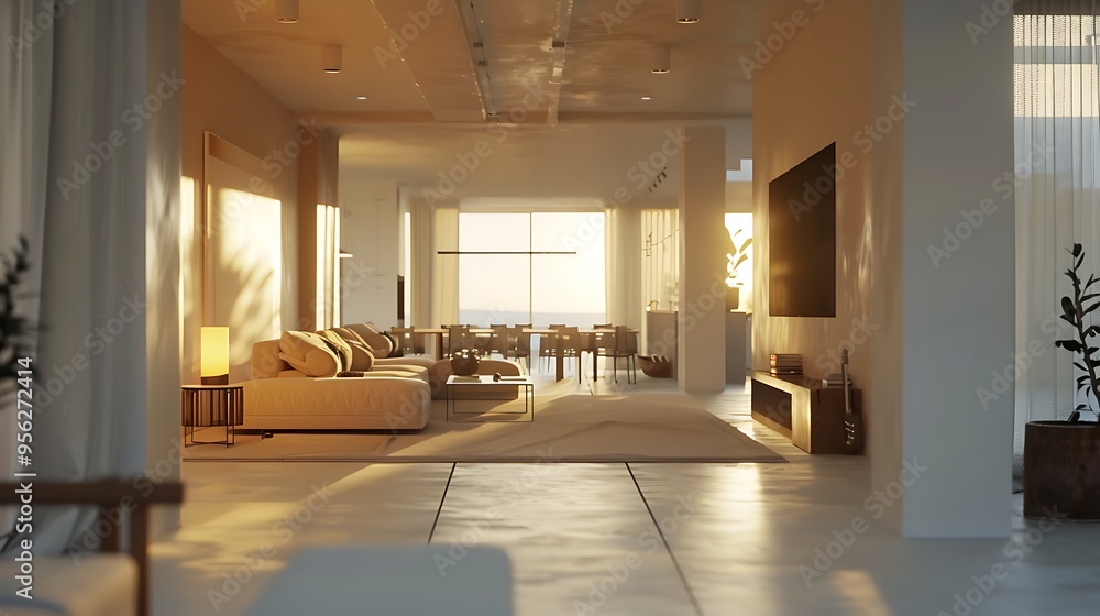 A chic minimalistic home decor with understated elegance, featuring a streamlined design and spacious, uncluttered areas, depicted in lifelike HD quality A chic minimalistic home decor with understated elegance, featuring a streamlined design and spacious, uncluttered areas, depicted in lifelike HD quality