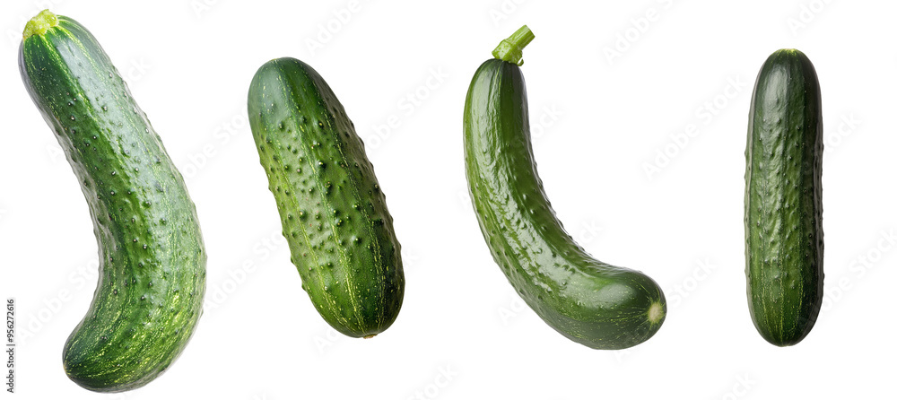 Flowing cucumber isolated on white background, full depth of field Flowing cucumber isolated on white background, full depth of field