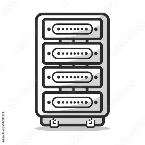 Server Line Icon Isolated on Transparent or White Background, PNG