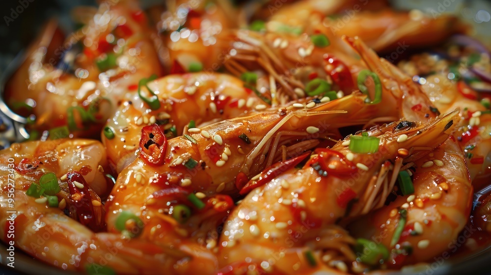 Korean style pickled shrimps Saewoo Jang marinate raw shrimps with chili garlic and soy sauce Korean style pickled shrimps Saewoo Jang marinate raw shrimps with chili garlic and soy sauce