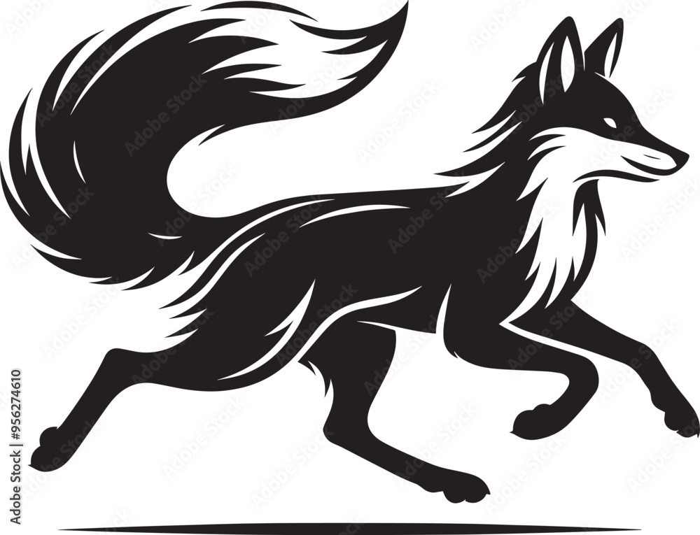 Fox animal Silhouette isolated on white background Minimalist fox vector illustration Fox animal Silhouette isolated on white background Minimalist fox vector illustration