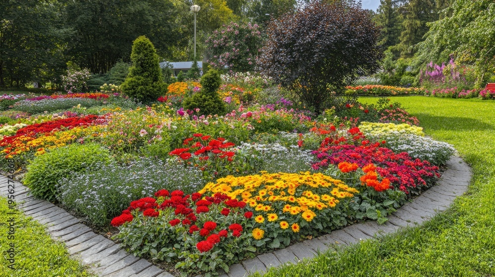 Obraz premium Landscaped flower garden