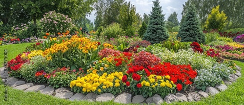 Landscaped flower garden