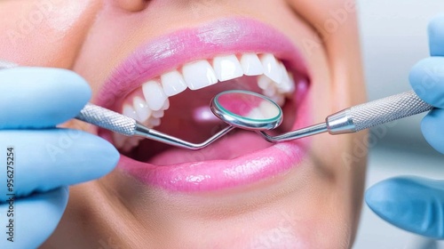 Gentle Dental Care: Patient Rinsing Mouth in Pastel Tones During Checkup