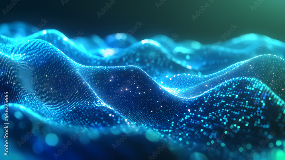 Abstract background of green rays particles Abstract background of green rays particles