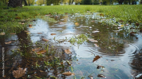 Wallpaper Mural too compact and impermeable soil does not absorb water during rains and floods a lake was created in the park in the lawn which gradually infiltrates damage to the lawn long flooding water push Torontodigital.ca