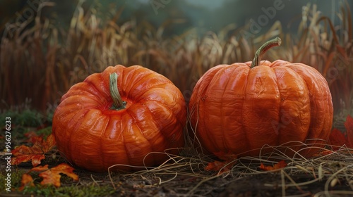 big orange pumkins from an autumn harvest