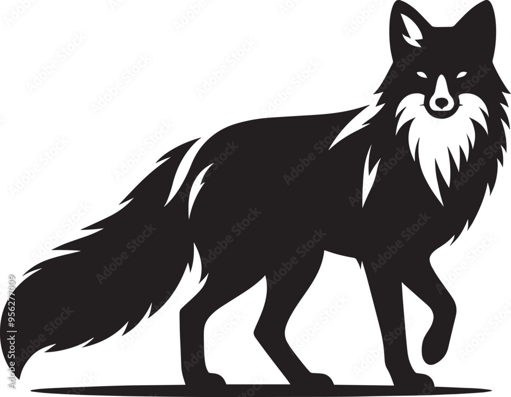 Obraz premium Fox animal Silhouette isolated on white background Minimalist fox vector illustration