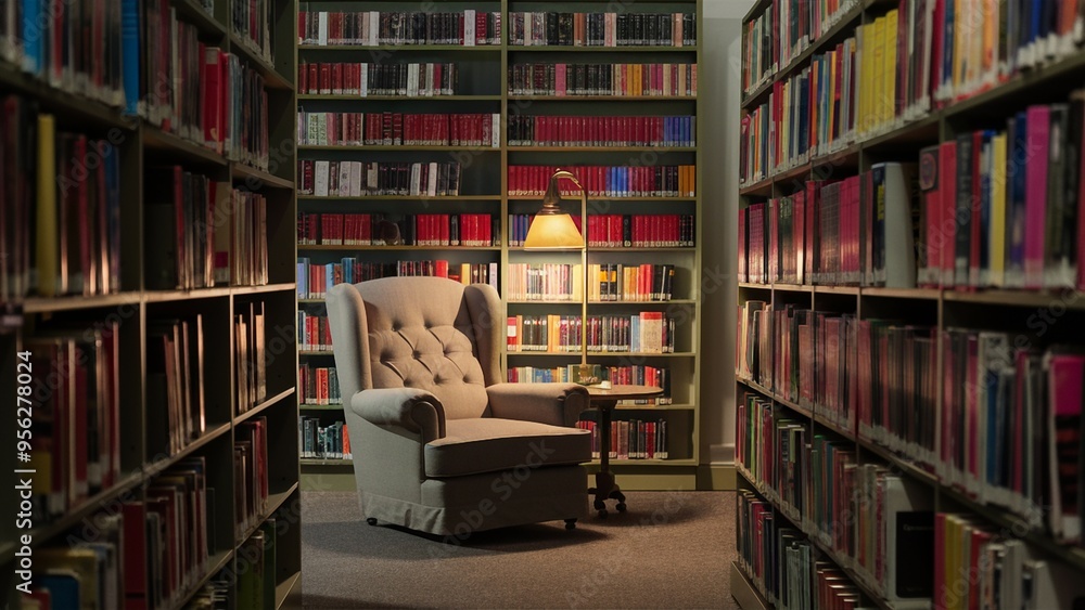 Cozy Reading Nook in a Colorful Library Cozy Reading Nook in a Colorful Library