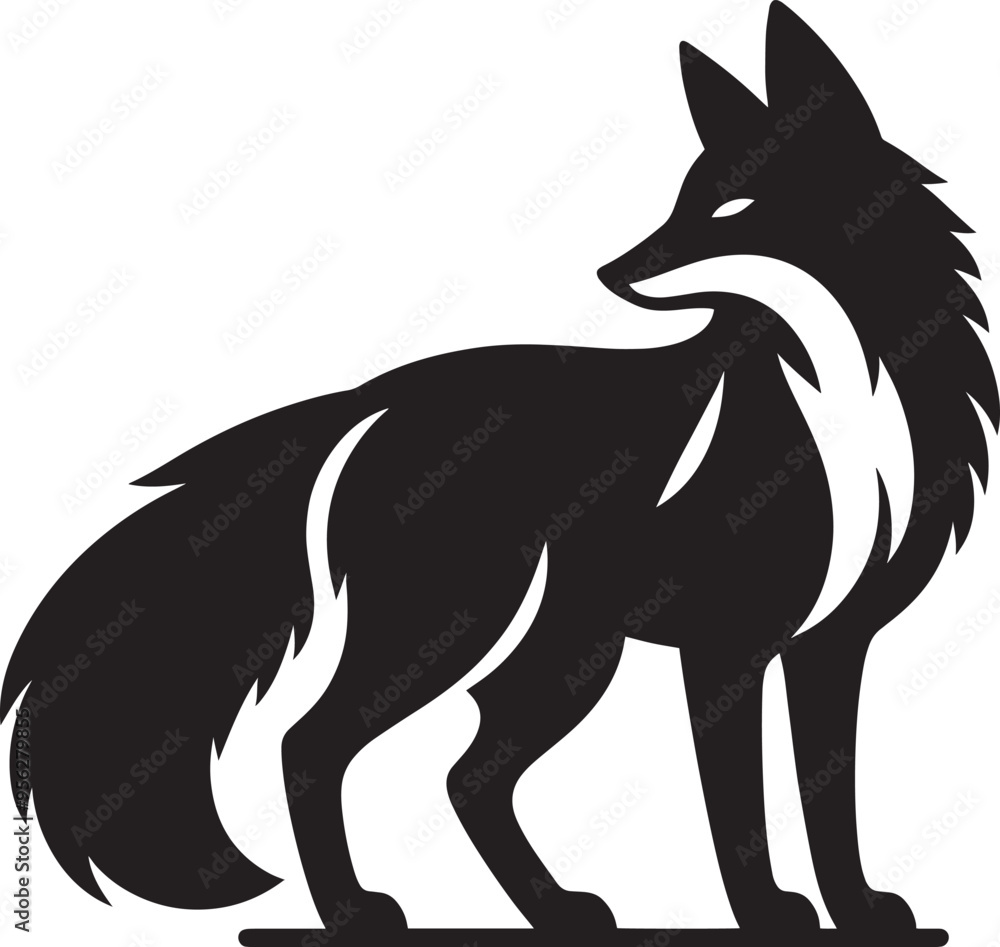 Fox animal Silhouette isolated on white background Minimalist fox vector illustration Fox animal Silhouette isolated on white background Minimalist fox vector illustration