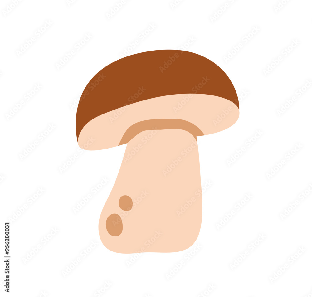 Fototapeta premium Mushroom porcini. Fungus icon, autumn forest food. Boletus fungi, natural organic food. Edible fresh healthy fall plant. Flat graphic vector illustration isolated on white background