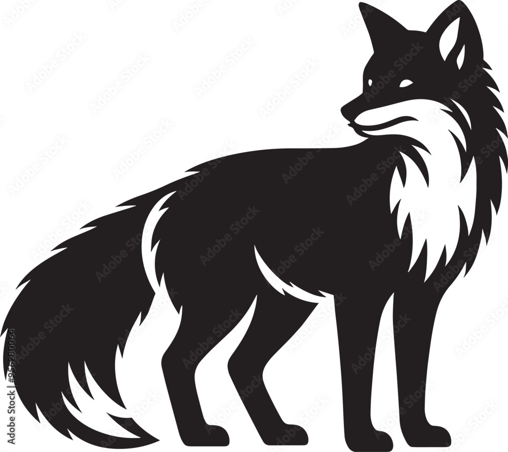 Fox animal Silhouette isolated on white background Minimalist fox vector illustration Fox animal Silhouette isolated on white background Minimalist fox vector illustration