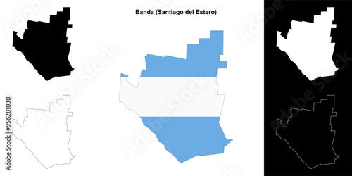 Banda department (Santiago del Estero) outline map set