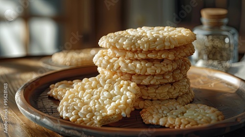 Rice cakes gluten free cookies dieting or healthy snack food photo