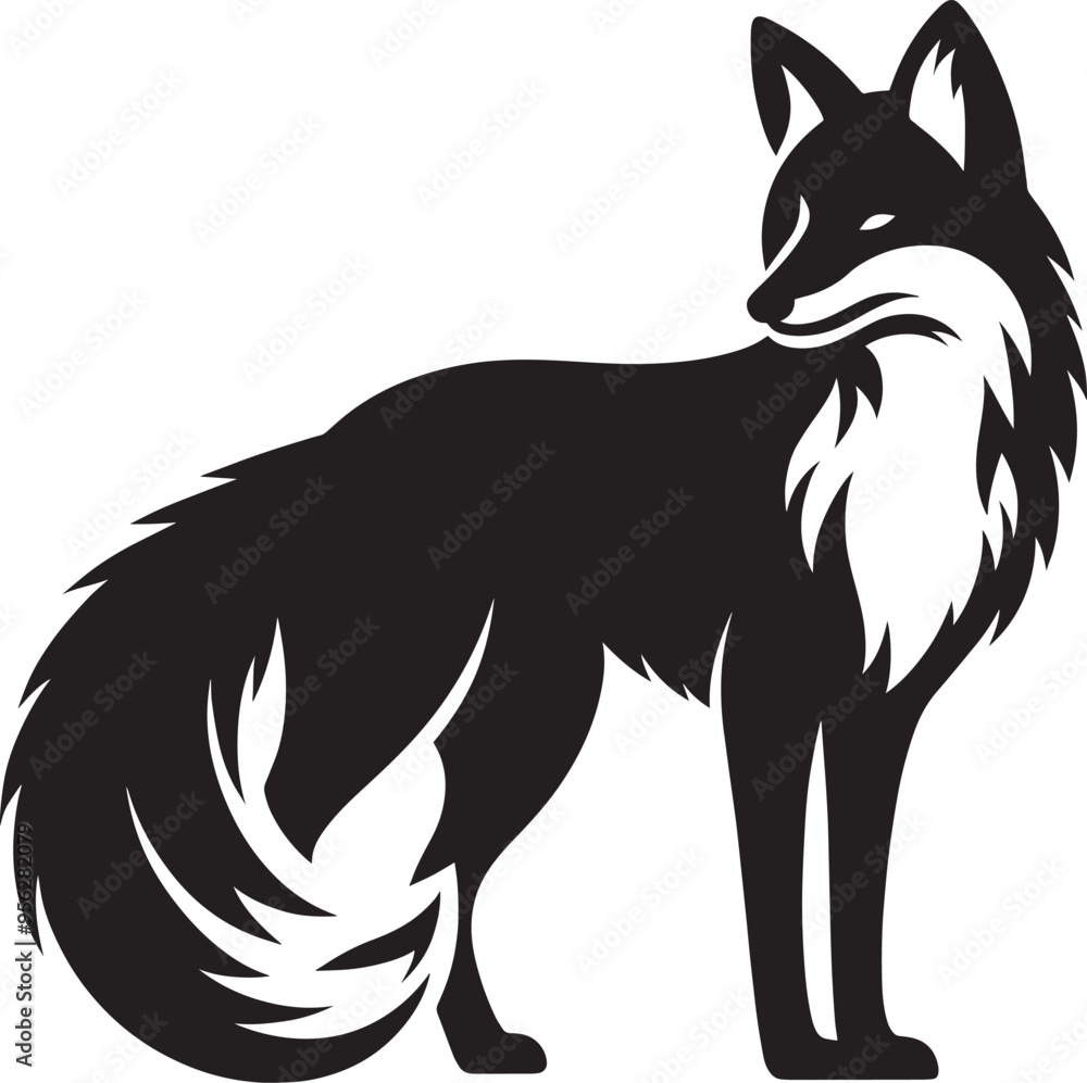 Fox animal Silhouette isolated on white background Minimalist fox vector illustration Fox animal Silhouette isolated on white background Minimalist fox vector illustration