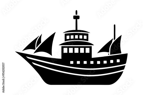 Silhouette of a ship vector illustration 
