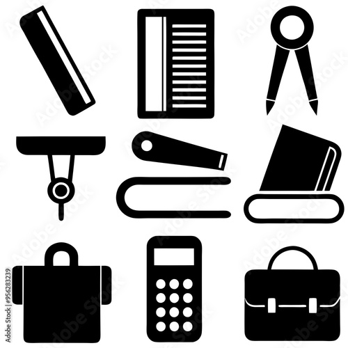  Office Supply Icon set. Vector illustration 