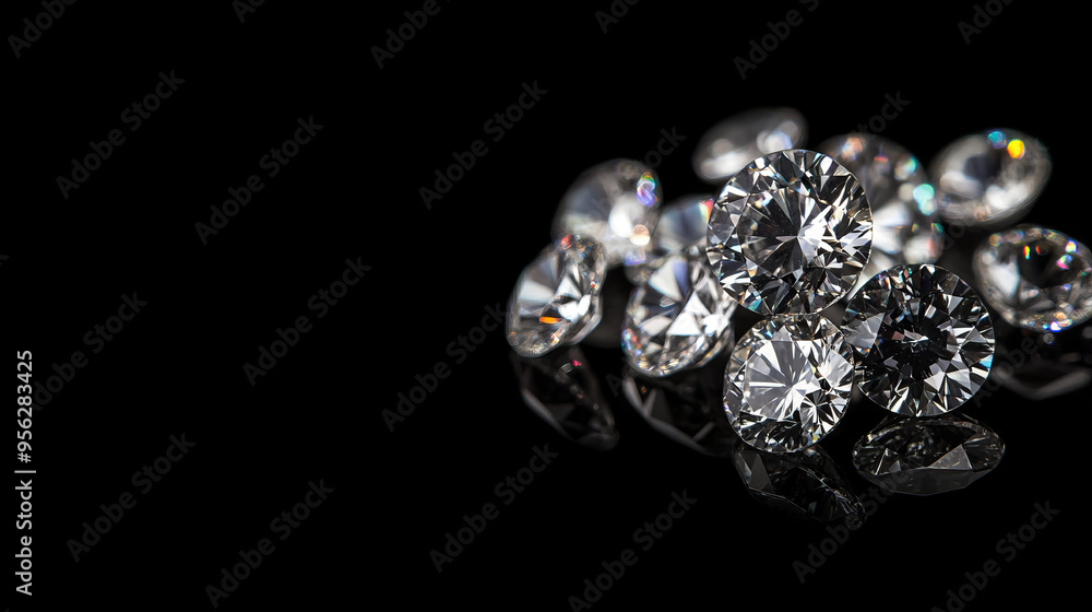 Closeup of sparkling diamonds on a black velvet background noir negative space copy space luxury elegance sex appeal sexy wealth jewels jewelry store concepts Closeup of sparkling diamonds on a black velvet background noir negative space copy space luxury elegance sex appeal sexy wealth jewels jewelry store concepts